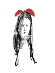 The girl with the red bow.